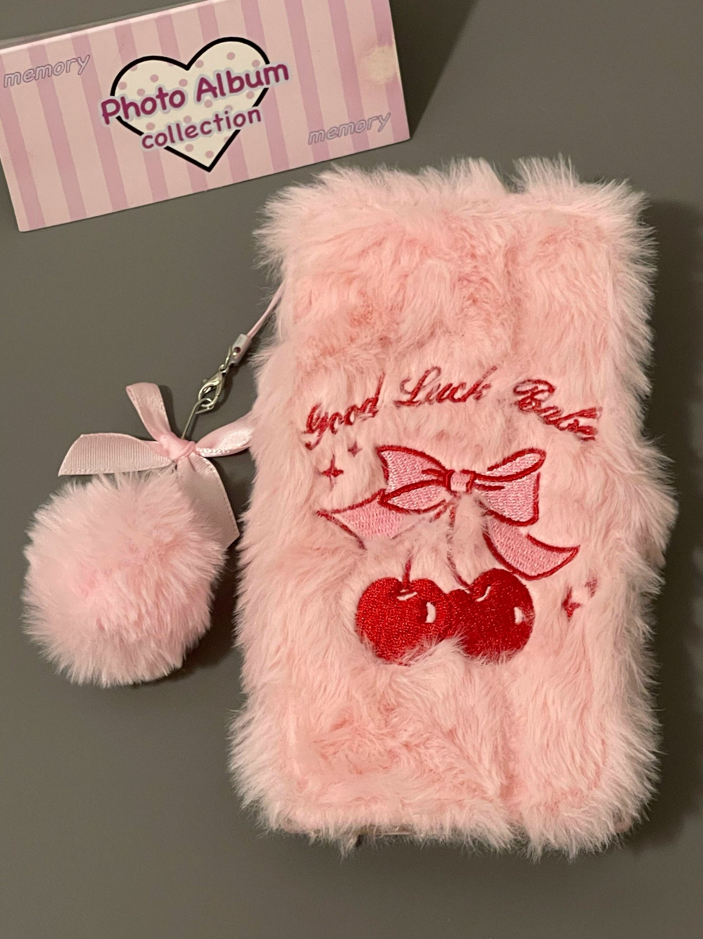 Pink Plush Flip Cherry Pink Phone Case with Phone Chain Pendant Suitable for iPhone16 iPhone15 iPhone14 iPhone13