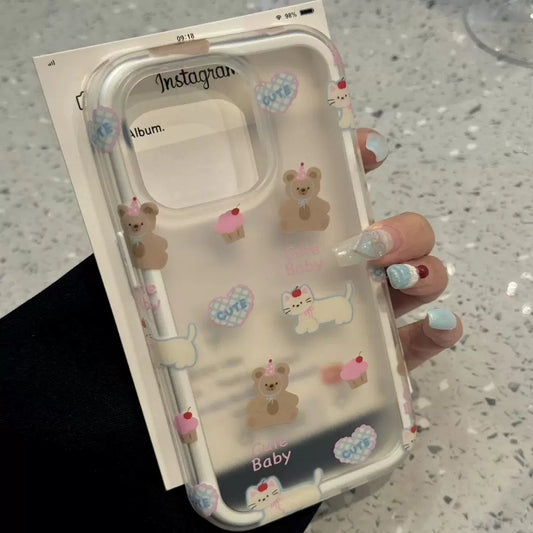 Line Puppy Matte Transparent Cute Phone Case Suitable for iPhone16 iPhone15 iPhone14 iPhone13