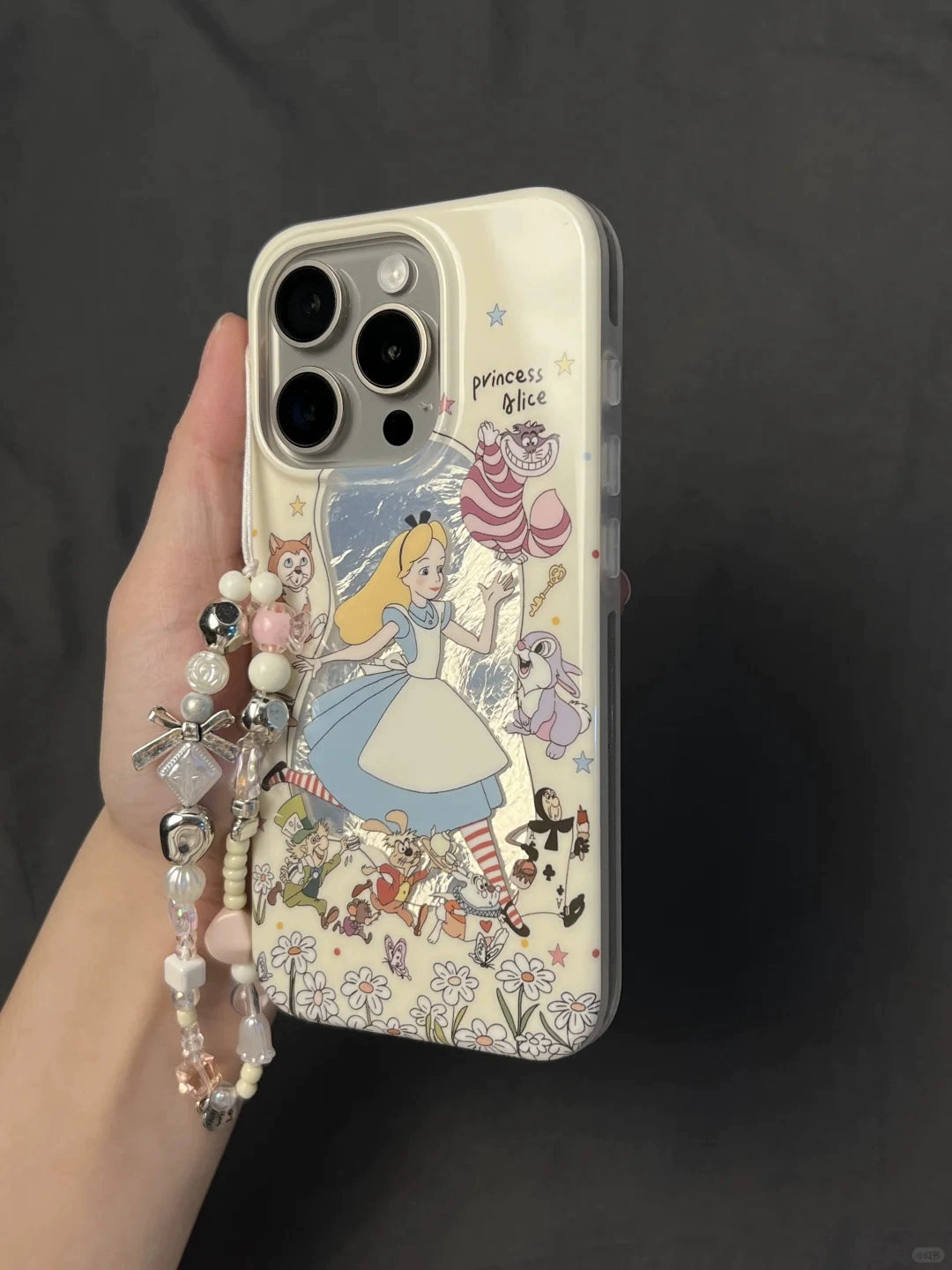 Vintage Cute Fairy Tale Blonde Princess Pocket Watch Mr. Rabbit Mobile Phone Case with Mobile Phone Chain Pendant Suitable for iPhone16 iPhone15 iPhone14 iPhone13