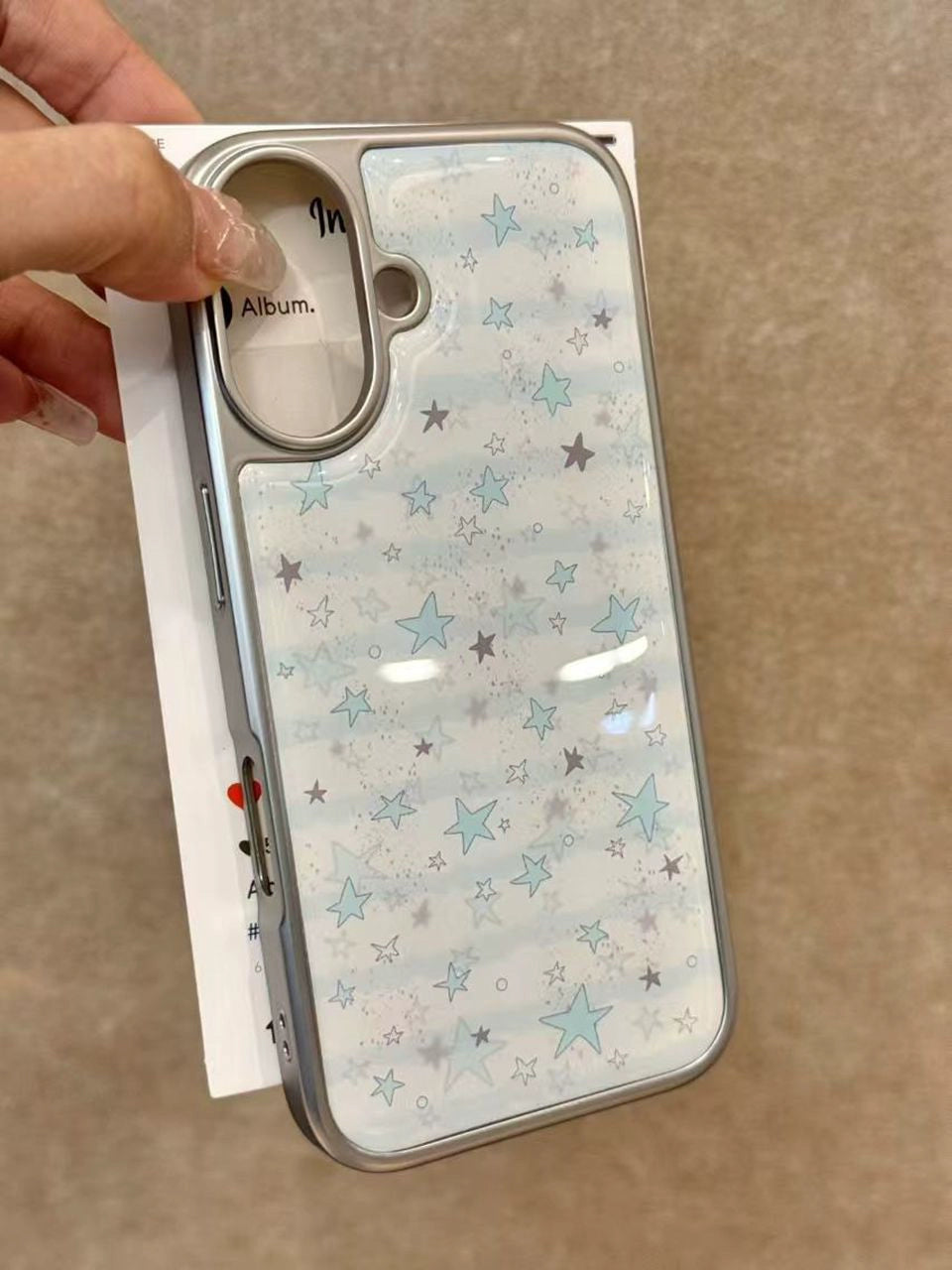 Cute and Sweet Phone Case with Full Screen Blue Star Atmosphere Suitable for iPhone16 iPhone15 iPhone14 iPhone13