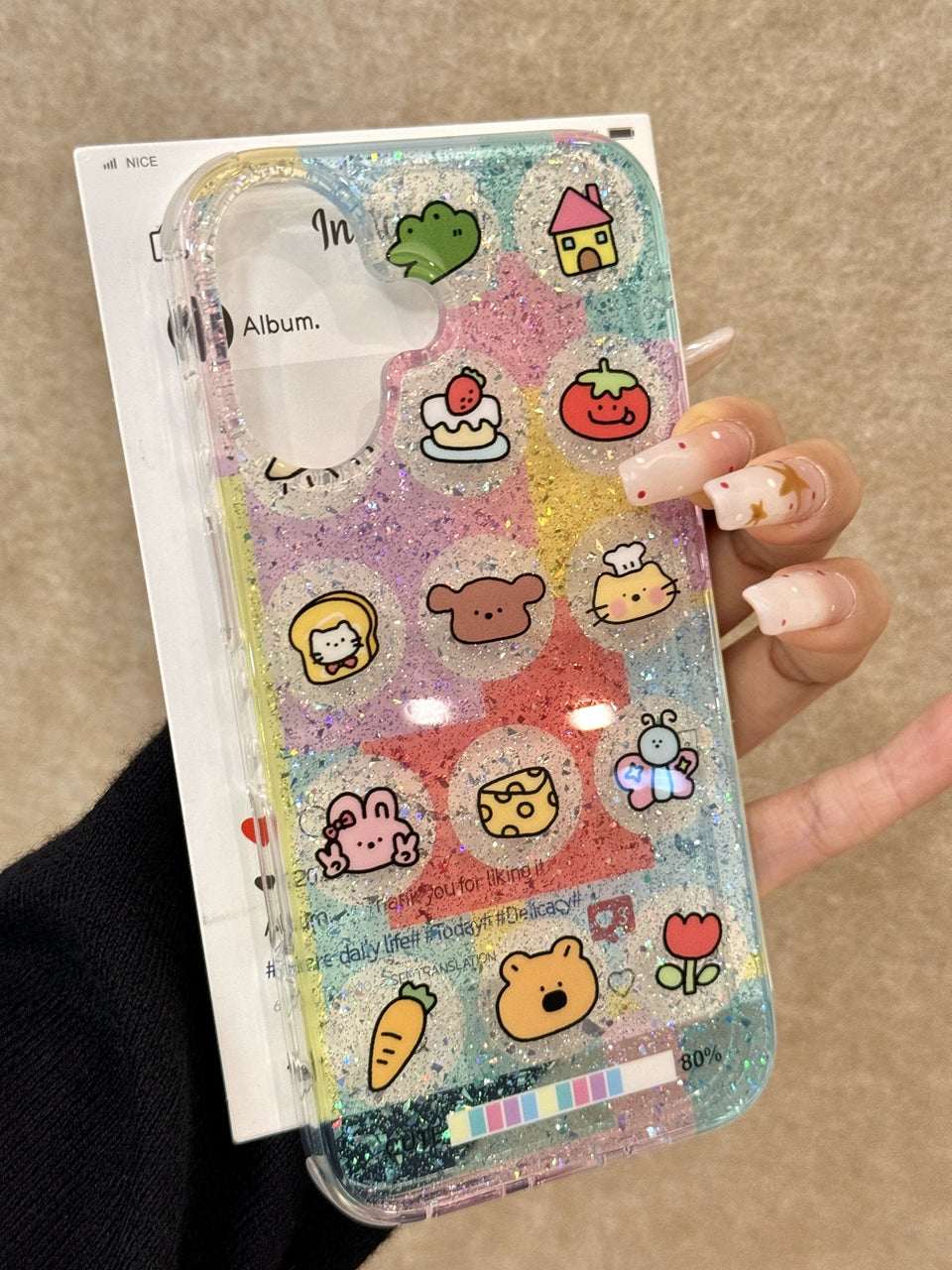 Cute Animal Dessert Avatar Glitter Color Translucent Cute Phone Case Suitable for iPhone16 iPhone15 iPhone14 iPhone13