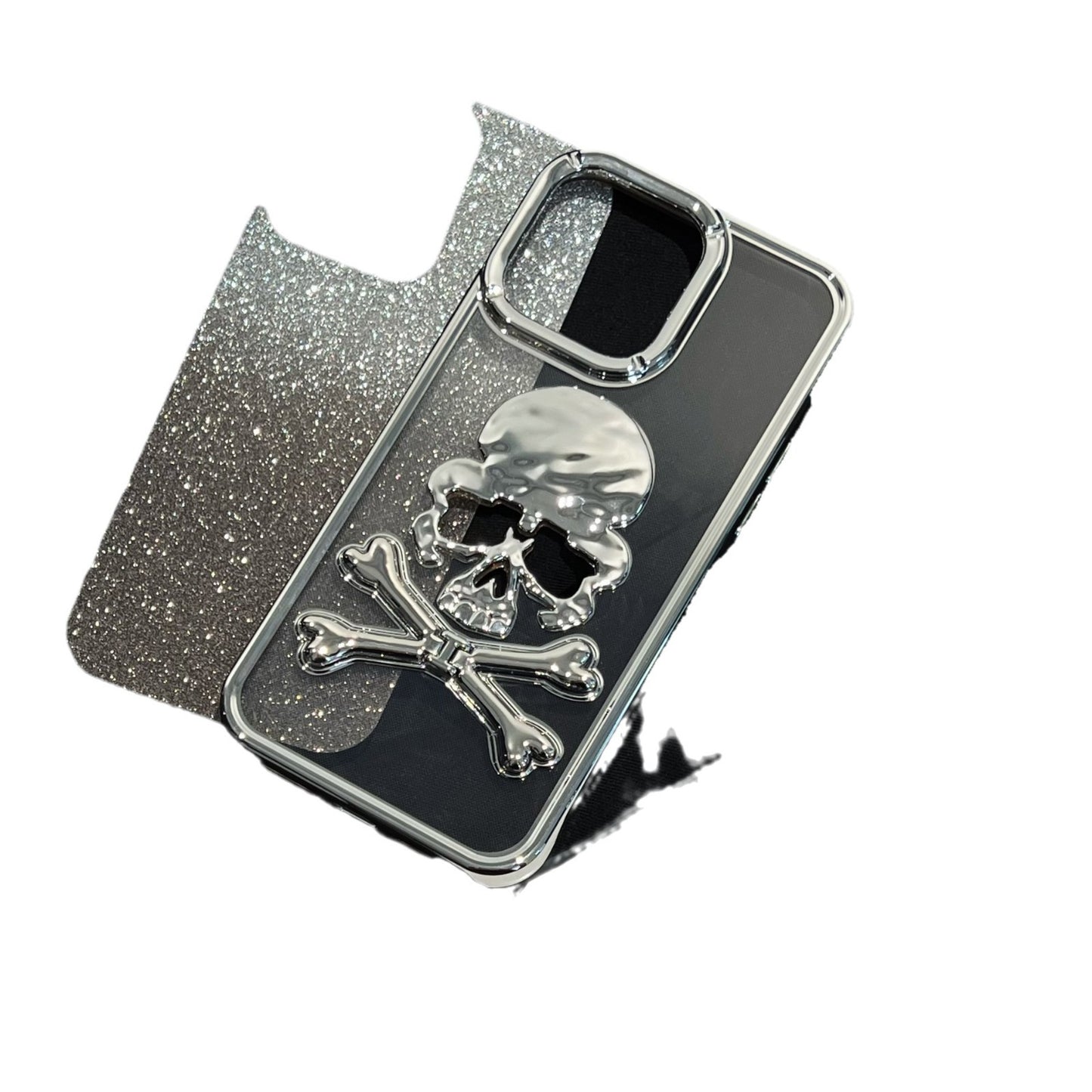 Electroplated Matte Skull Holder Mobile Phone Case Suitable for iPhone16 iPhone15 iPhone14 iPhone13