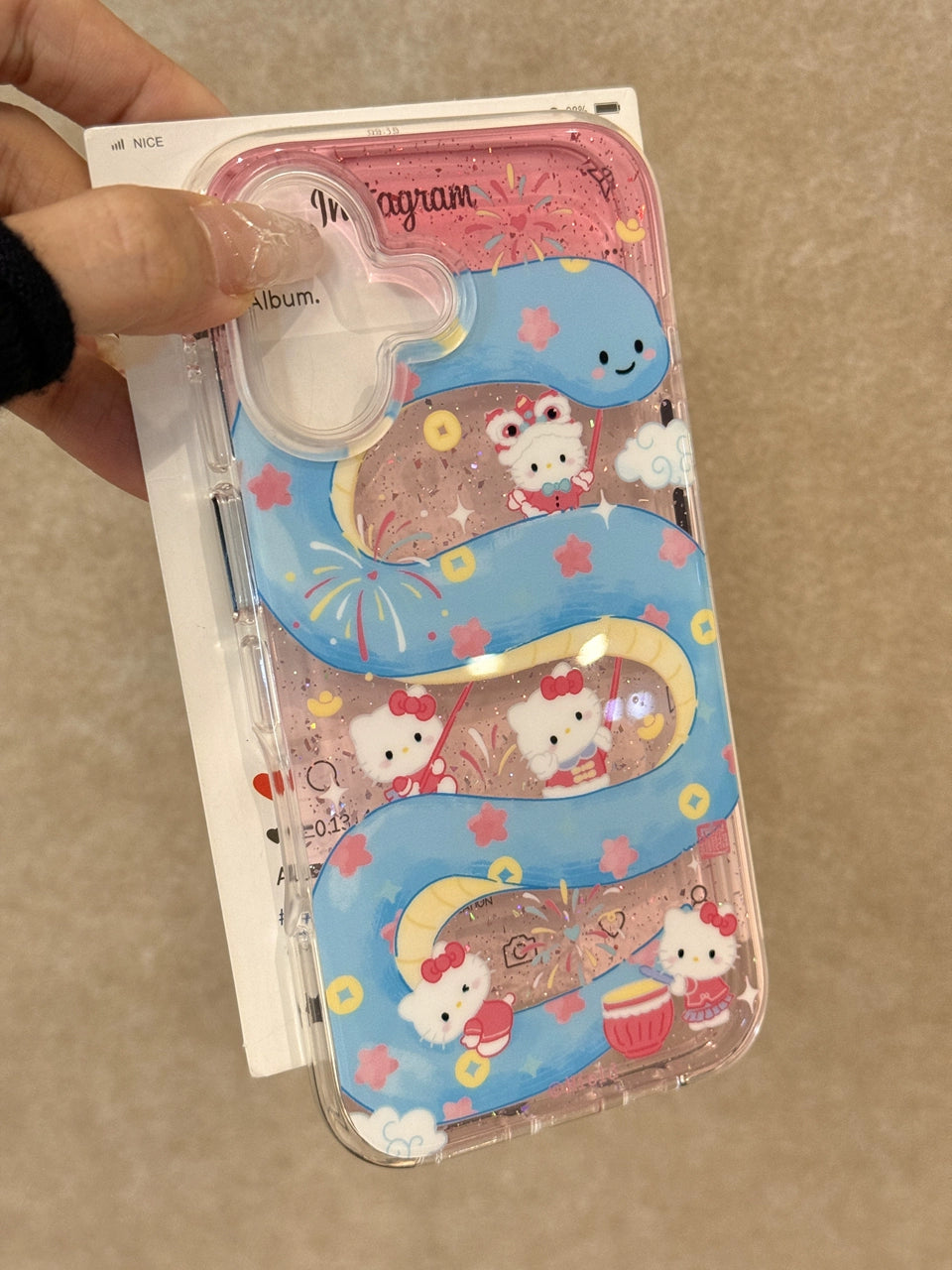 Fireworks Cat Dancing Snake Translucent Cute Aesthetic Phone Case Suitable for iPhone16 iPhone15 iPhone14 iPhone13