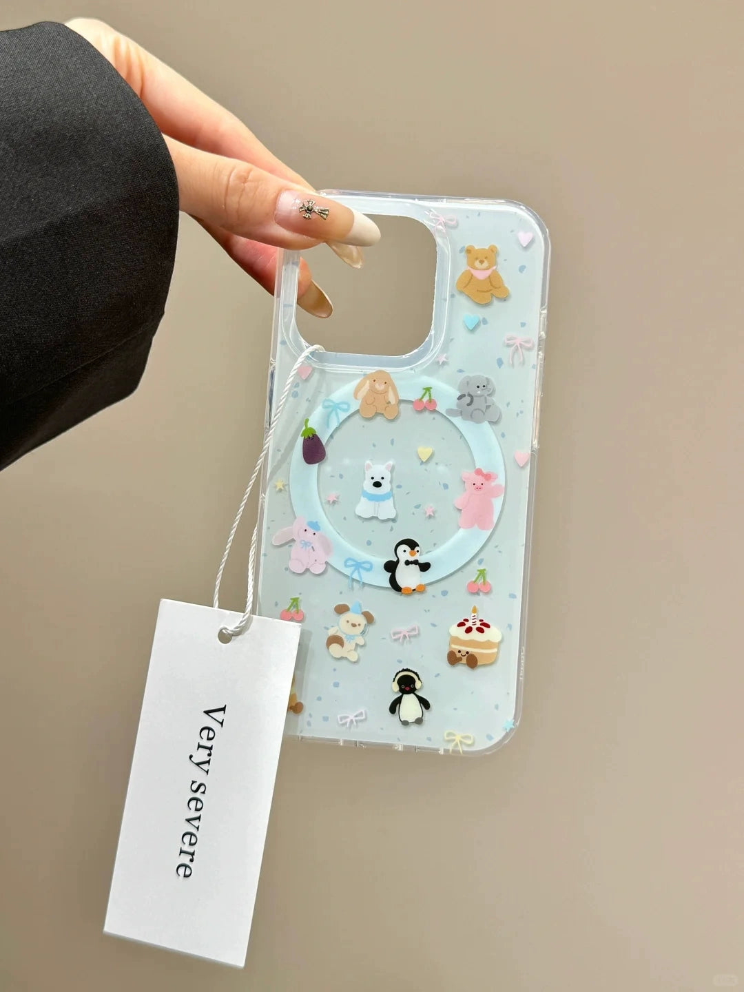 Cute Little Animal Dog Movable Magnetic Holder Mobile Phone Case Suitable for iPhone16 iPhone15 iPhone14 iPhone13