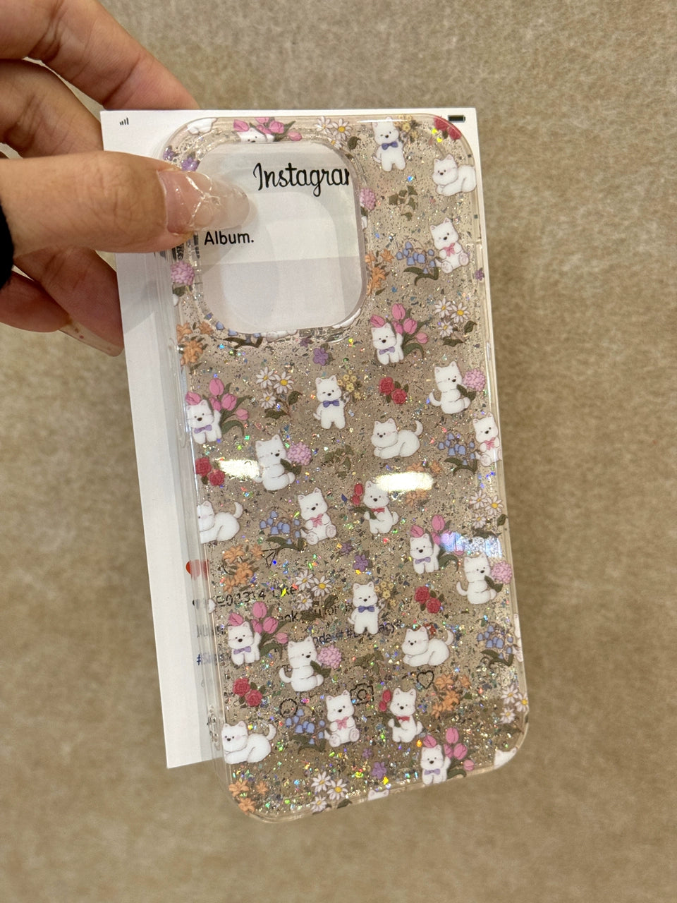 Cartoon Translucent Glitter Flower Puppy Cute Aesthetic Phone Case Suitable for iPhone16 iPhone15 iPhone14 iPhone13