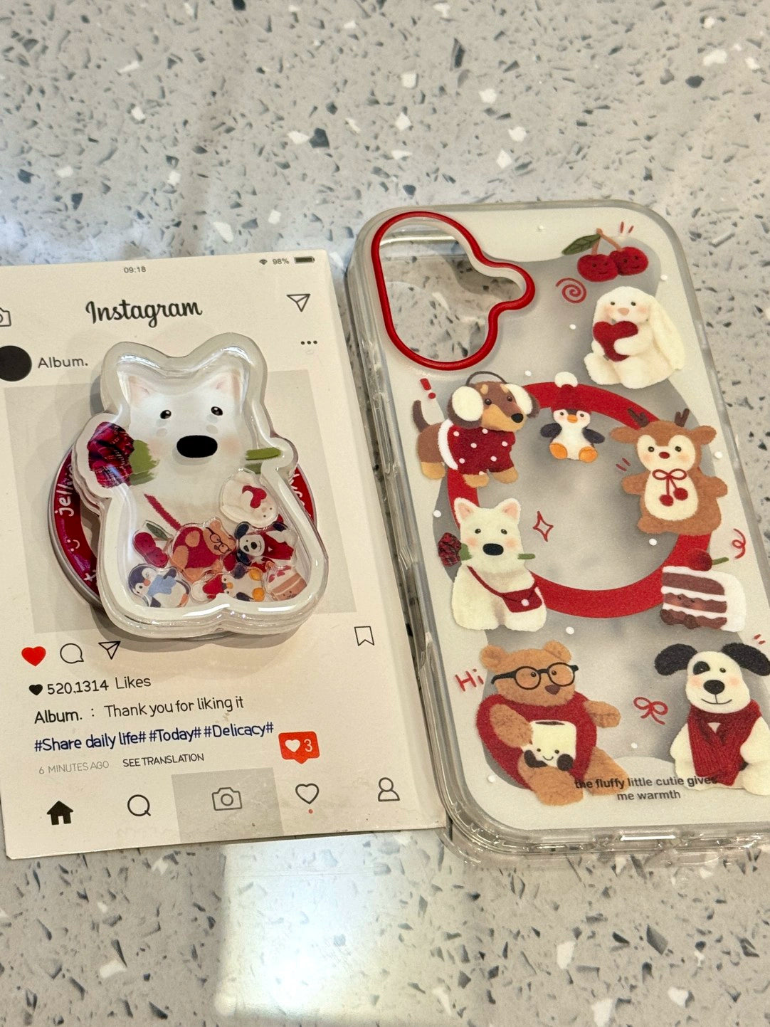 West Highland Dog Quicksand Magnetic Bracket Mobile Fun Cute Phone Case Suitable for iPhone16 iPhone15 iPhone14 iPhone13