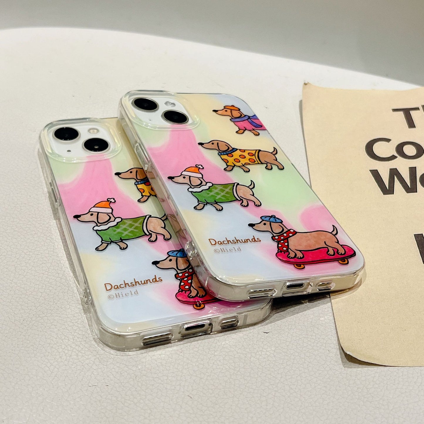 Double-layer Printing Art Oil Painting Dog Cute Aesthetics Mobile Phone Case Suitable for iPhone16 iPhone15 iPhone14 iPhone13