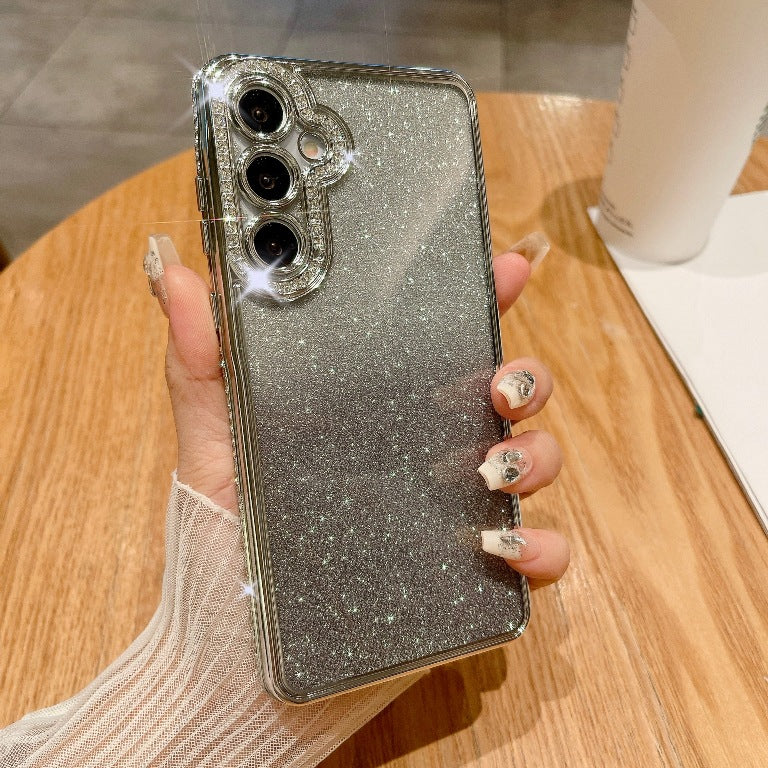 High Quality Glitter Shiny Beautiful Mobile Phone Case Magnetic Suction Bracket Rhinestone Gradual Change Glitter SAM A Series A15/A25/A35/A55/S24ultra