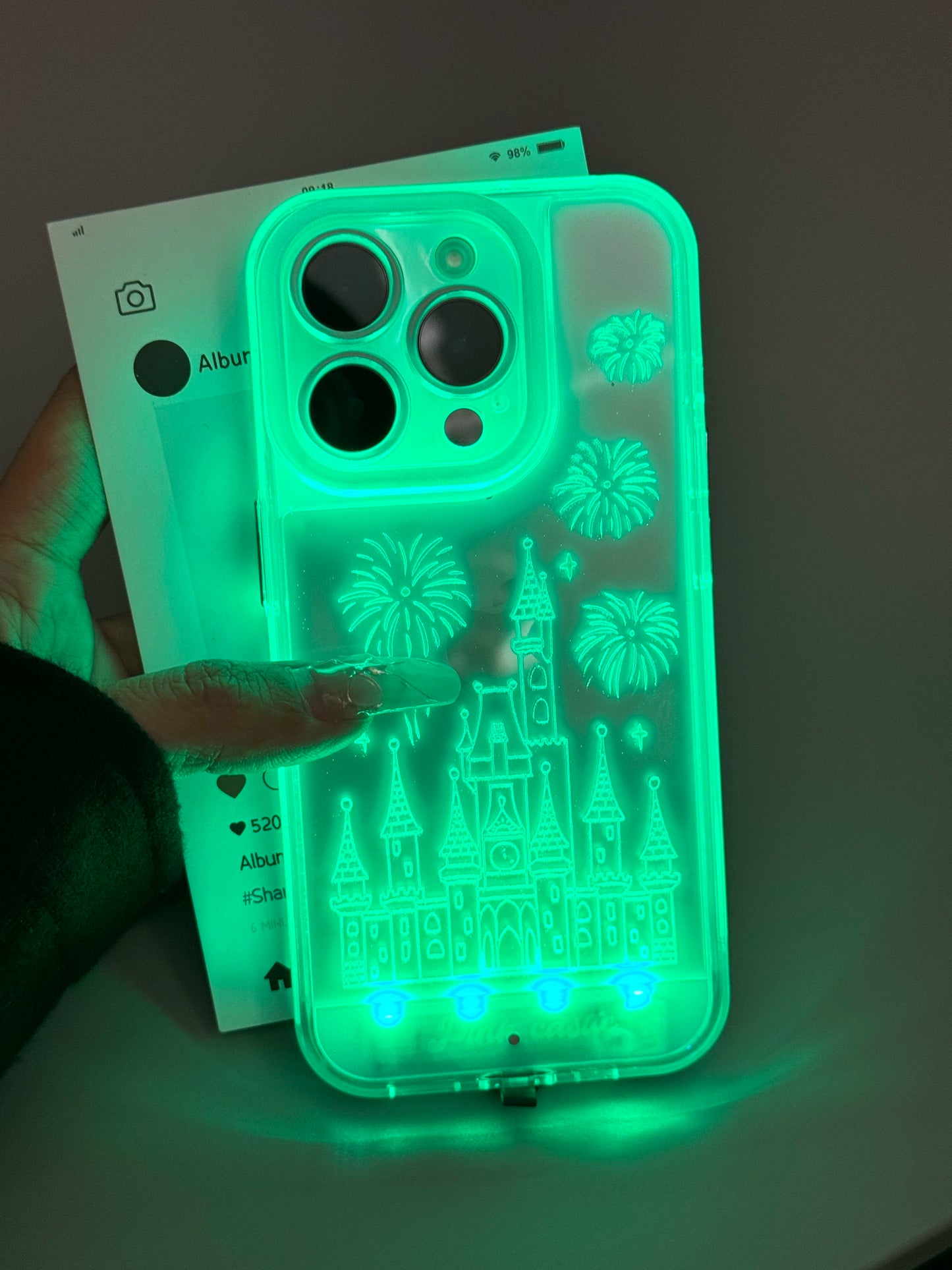 Luminous Fireworks Castle Light Mobile Phone Case Suitable for iPhone16 iPhone15 iPhone14 iPhone13