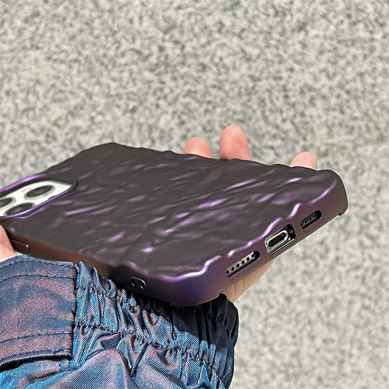 Purple Wrinkle Frosted Phone Case Suitable for iPhone16 iPhone15 iPhone14 iPhone13