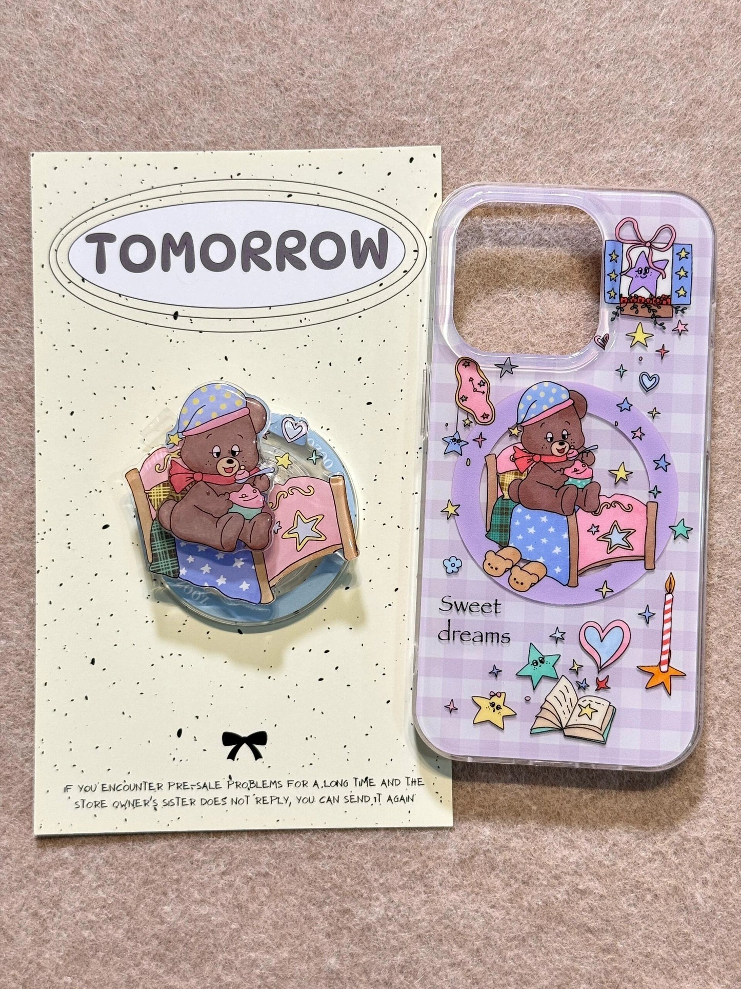 Magnetic Bracket Cute Star Bear Aesthetic Mobile Phone Case Suitable for iPhone16 iPhone15 iPhone14 iPhone13