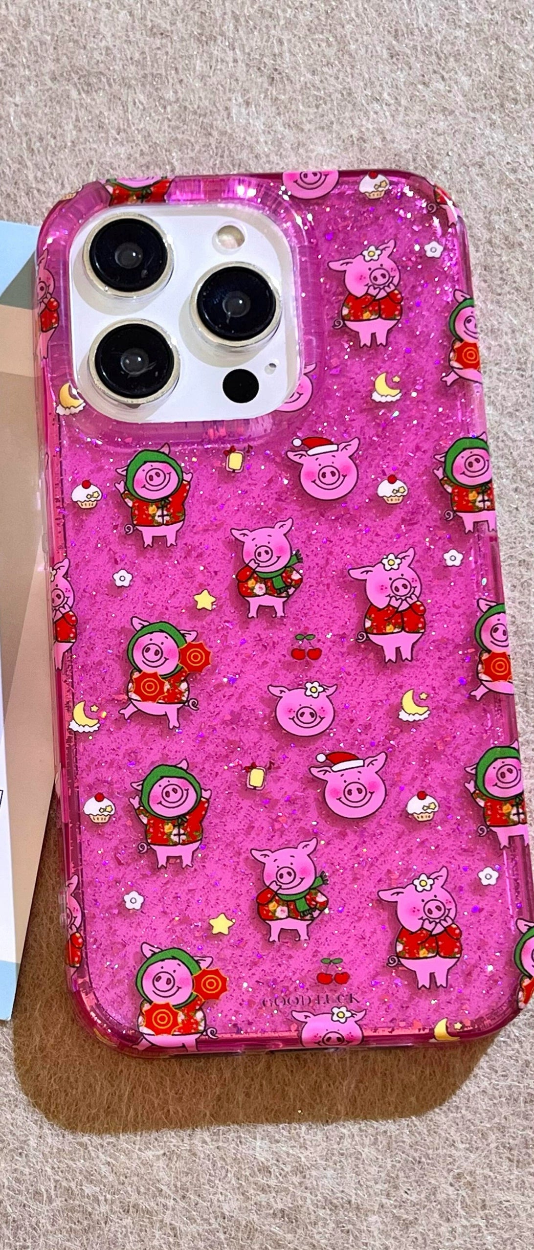 Pink Pig with Bracket Mobile Phone Case Suitable for iPhone16 iPhone15 iPhone14 iPhone13