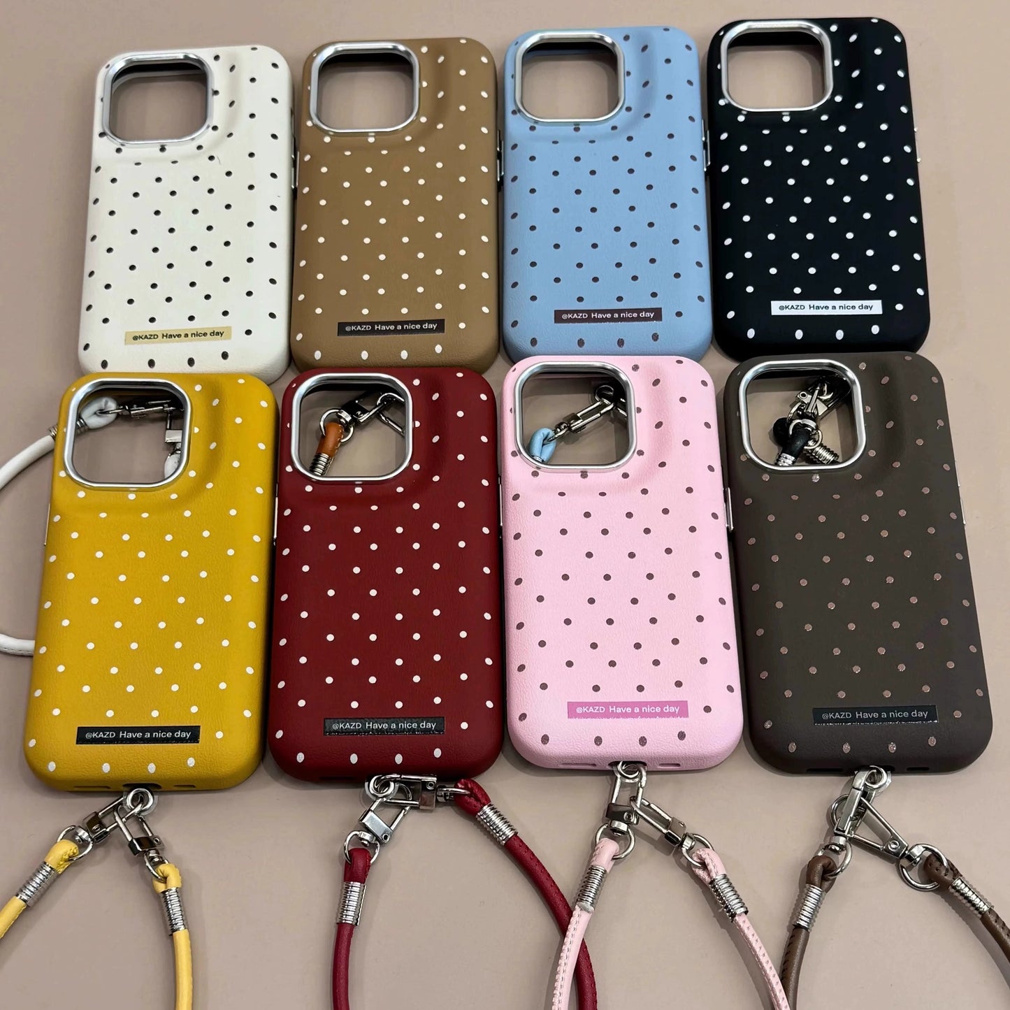 Solid Color Polka Dot Drum Bag Cute Sweet Phone Case Suitable for iPhone16 iPhone15 iPhone14 iPhone13