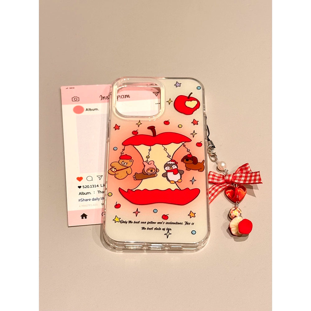 Cute Apple Carousel Small Animal Cute Phone Case Suitable for iPhone16 iPhone15 iPhone14 iPhone13