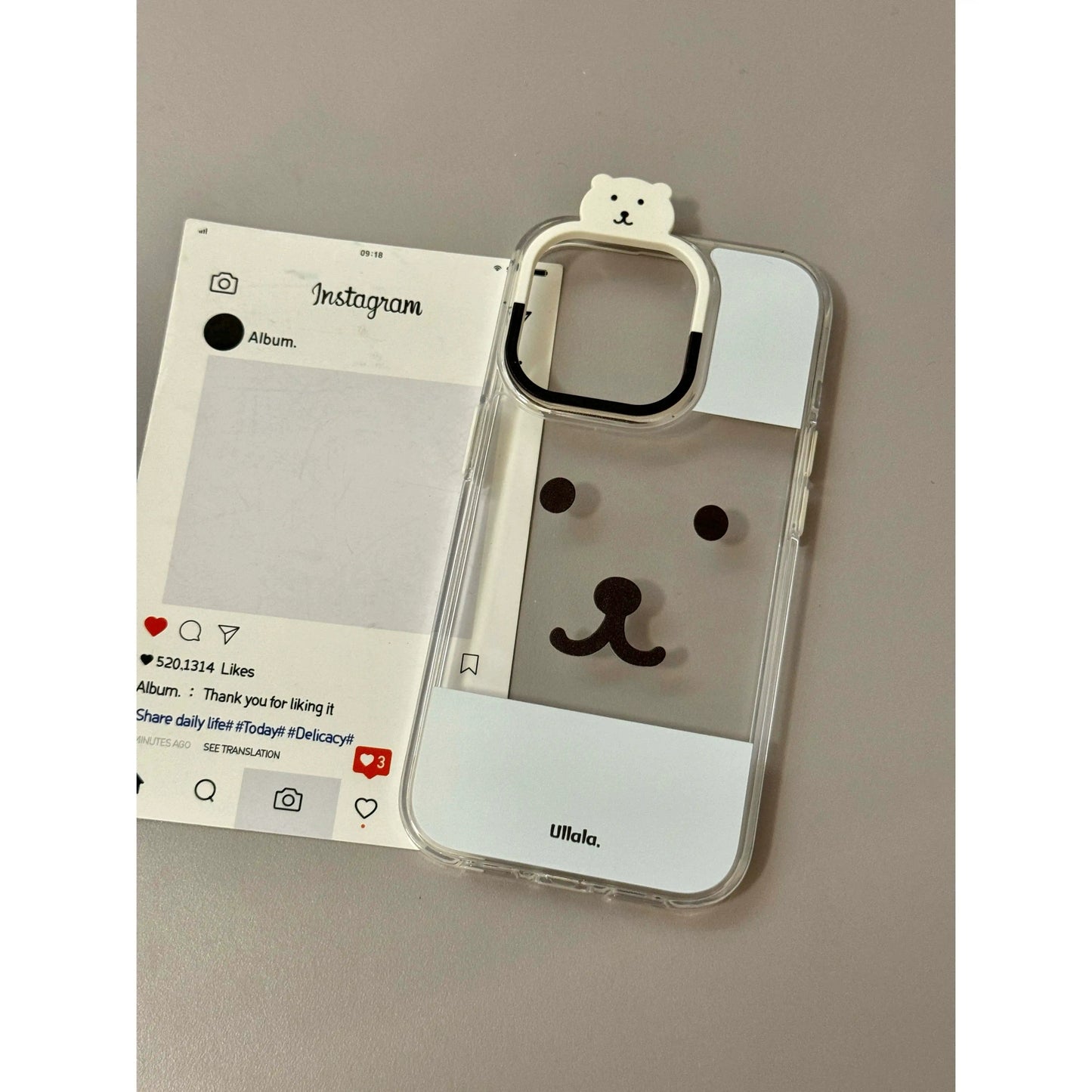 Transparent Bottom Bear Emoji Illustration Cute Phone Case Suitable for iPhone16 iPhone15 iPhone14 iPhone13