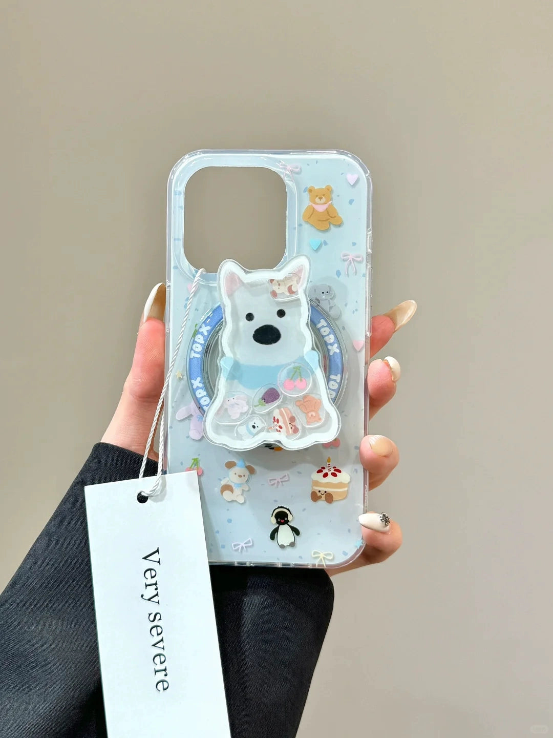 Cute Little Animal Dog Movable Magnetic Holder Mobile Phone Case Suitable for iPhone16 iPhone15 iPhone14 iPhone13