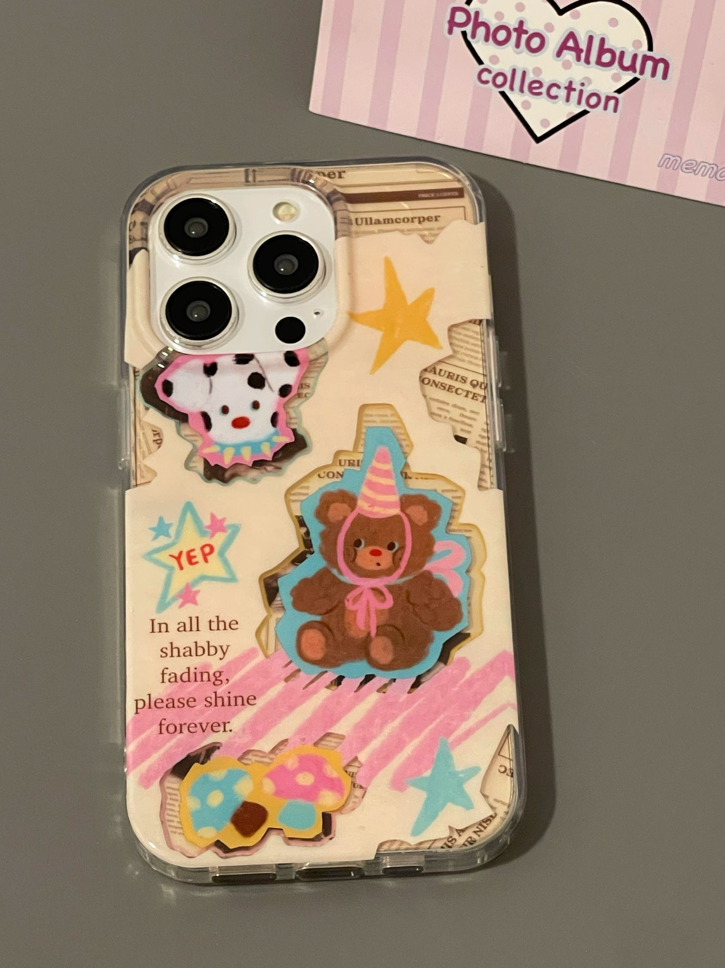 Cute Cartoon Bear Dog Graffiti Art Aesthetics Mobile Phone Case Suitable for iPhone16 iPhone15 iPhone14 iPhone13