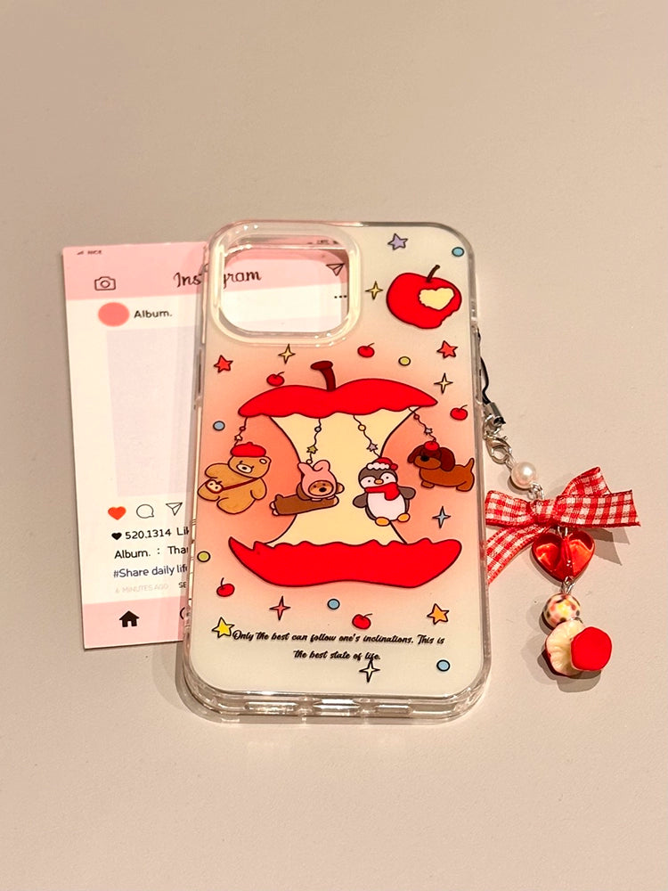 Cute Apple Carousel Small Animal Cute Phone Case Suitable for iPhone16 iPhone15 iPhone14 iPhone13