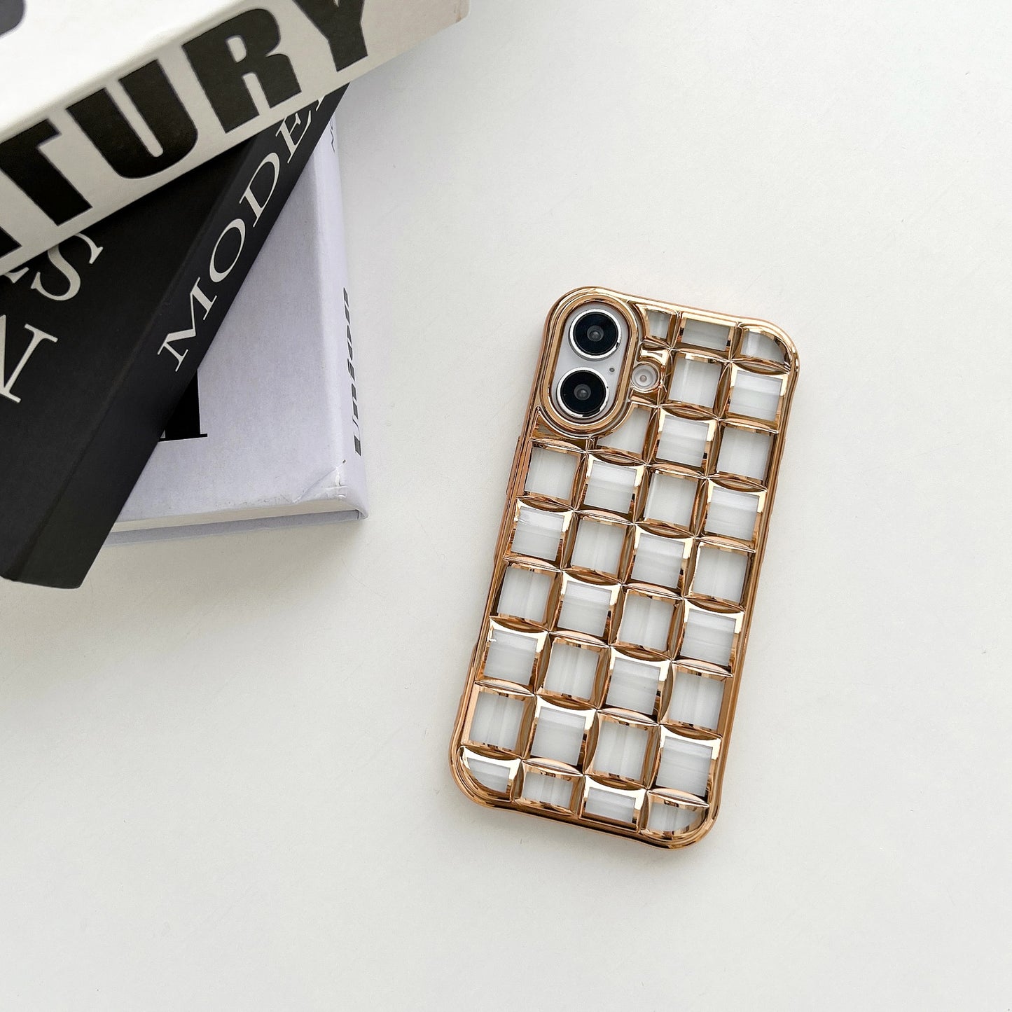 Woven Three-dimensional Grid Gradual Change Glitter Mobile Phone Case Suitable for iPhone16 iPhone15 iPhone14 iPhone13