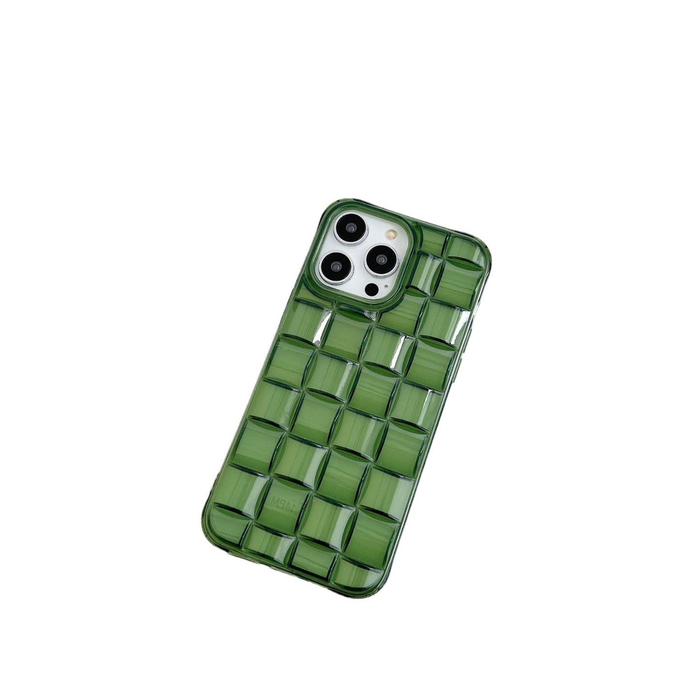 Three-dimensional Rubik's Cube Block Woven Transparent Army Green Mobile Phone Case Suitable for iPhone16 iPhone15 iPhone14 iPhone13