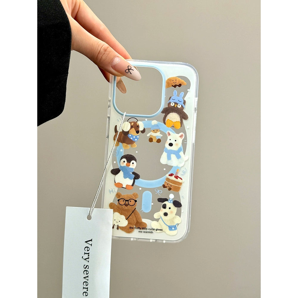 Cute Little Animal Penguin Mobile Magnetic Bracket Mobile Phone Case Suitable for iPhone16 iPhone15 iPhone14 iPhone13