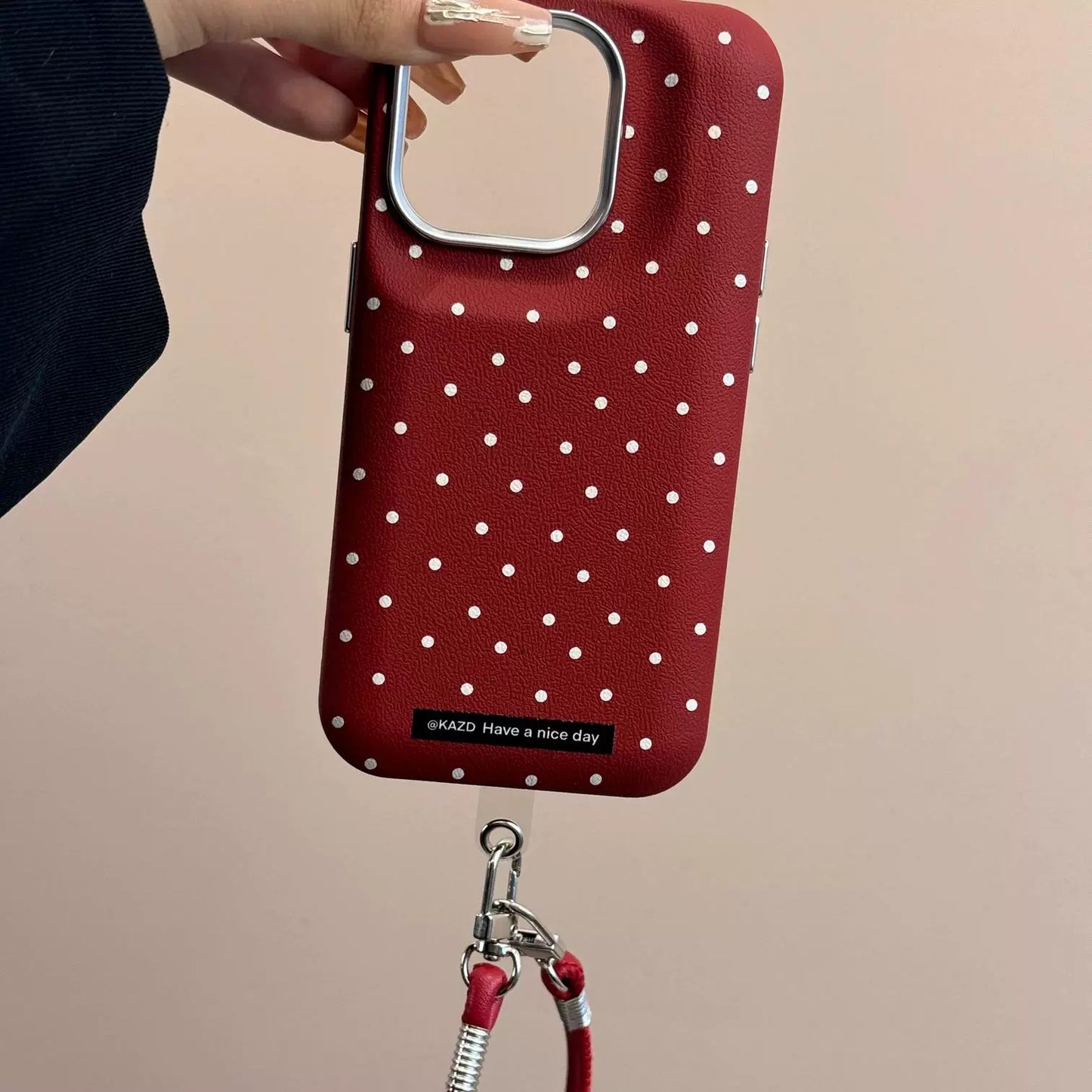 Solid Color Polka Dot Drum Bag Cute Sweet Phone Case Suitable for iPhone16 iPhone15 iPhone14 iPhone13