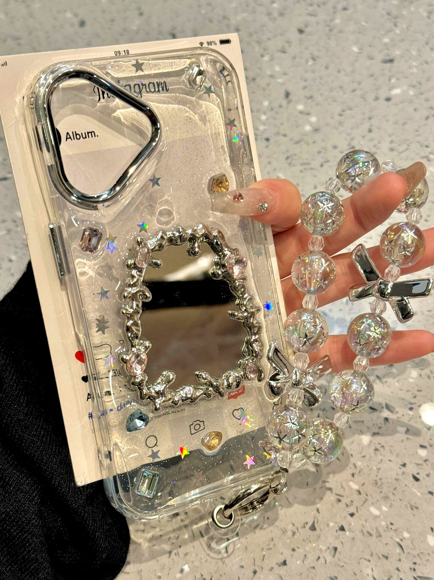 Epoxy Special-shaped Mirror Transparent Aesthetic Mobile Phone Case Suitable for iPhone16 iPhone15 iPhone14 iPhone13