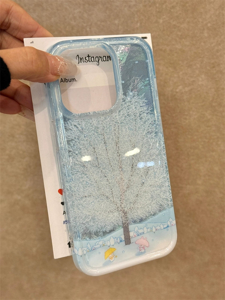 Winter Cute Cute Snow Tree Rabbit Aesthetic Phone Case Suitable for iPhone16 iPhone15 iPhone14 iPhone13