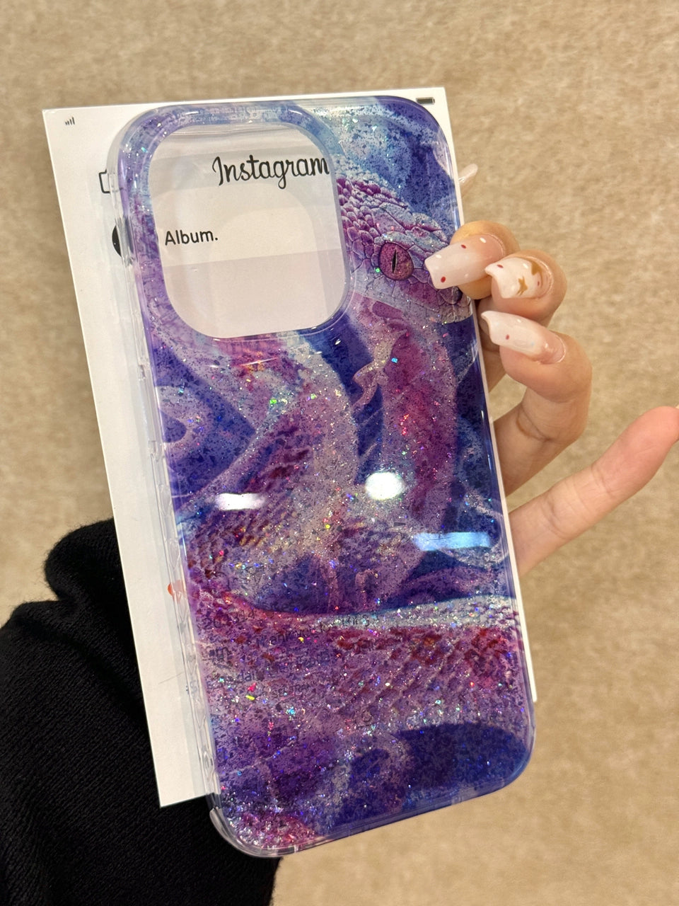 Purple Snake Aesthetic Mobile Phone Case, Suitable for iPhone16promax iPhone15pro iPhone14 iPhone13 Translucent Hard Case Girl Mobile Phone Case