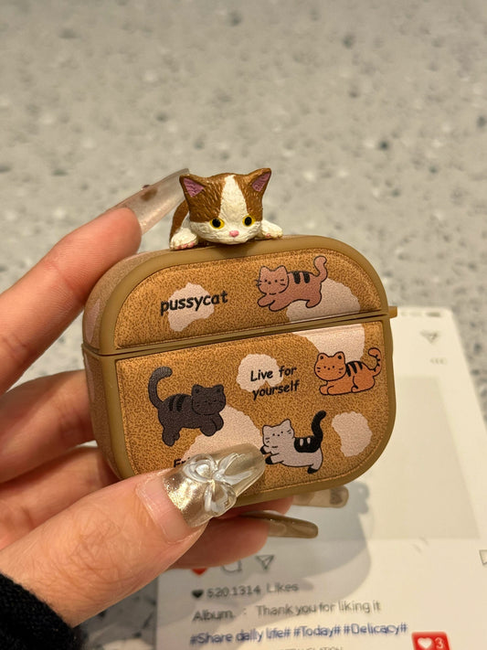 Brown Cat Apple Earphone Case AirPods Pro 2 Protective Case Airpods4 Earphone Case for Pro2 Earphone Case Fun Pet New Two or Three Generations of Men and Women 3 Generations