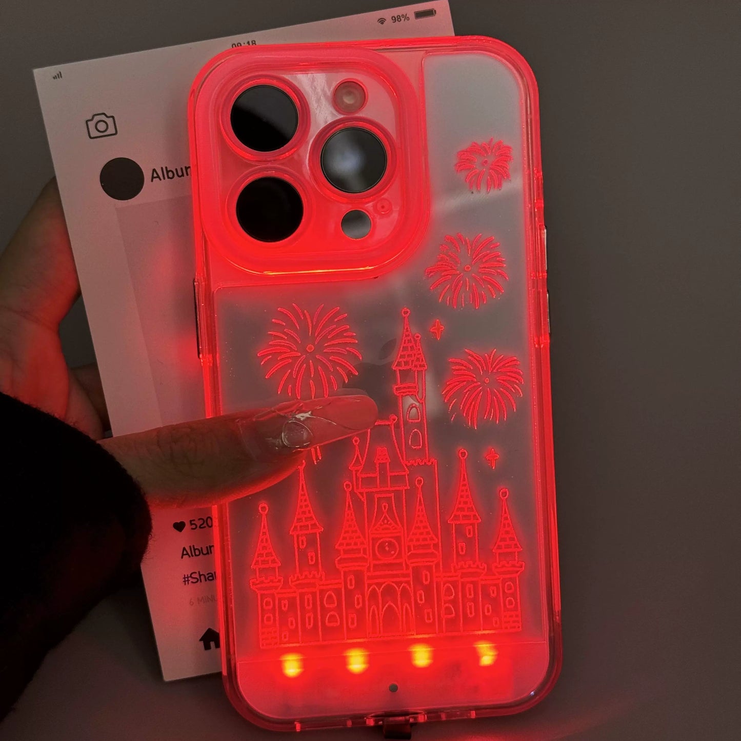 Luminous Fireworks Castle Light Mobile Phone Case Suitable for iPhone16 iPhone15 iPhone14 iPhone13