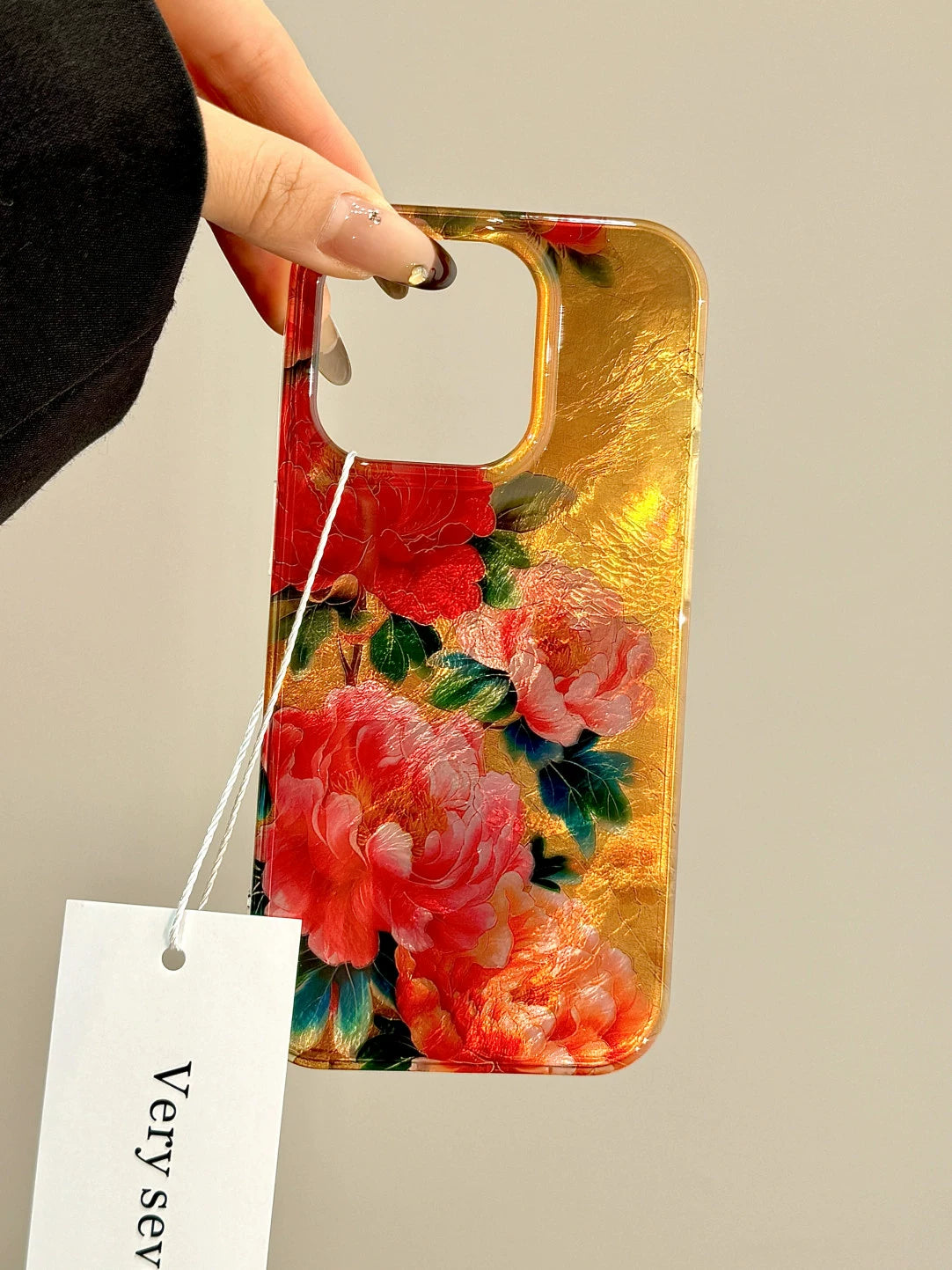 Retro Oil Painting Green Leaves Red Pink Flowers Aesthetic Mobile Phone Case Suitable for iPhone16 iPhone15 iPhone14 iPhone13