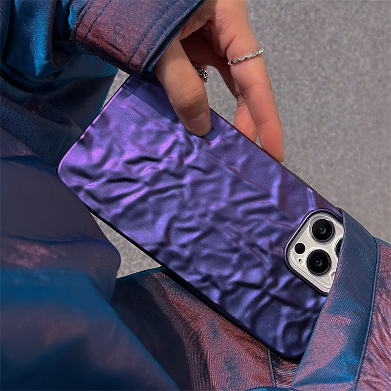 Purple Wrinkle Frosted Phone Case Suitable for iPhone16 iPhone15 iPhone14 iPhone13