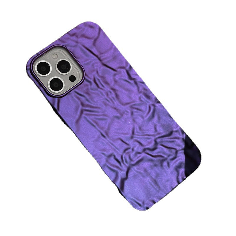 Purple Wrinkle Frosted Phone Case Suitable for iPhone16 iPhone15 iPhone14 iPhone13