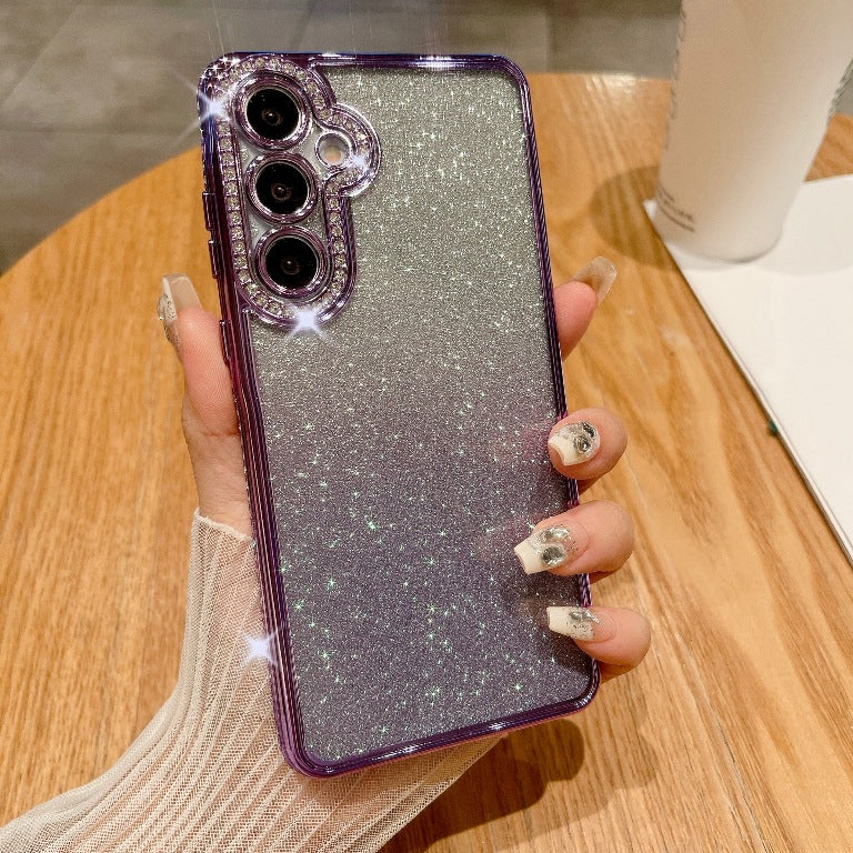 High Quality Glitter Shiny Beautiful Mobile Phone Case Magnetic Suction Bracket Rhinestone Gradual Change Glitter SAM A Series A15/A25/A35/A55/S24ultra