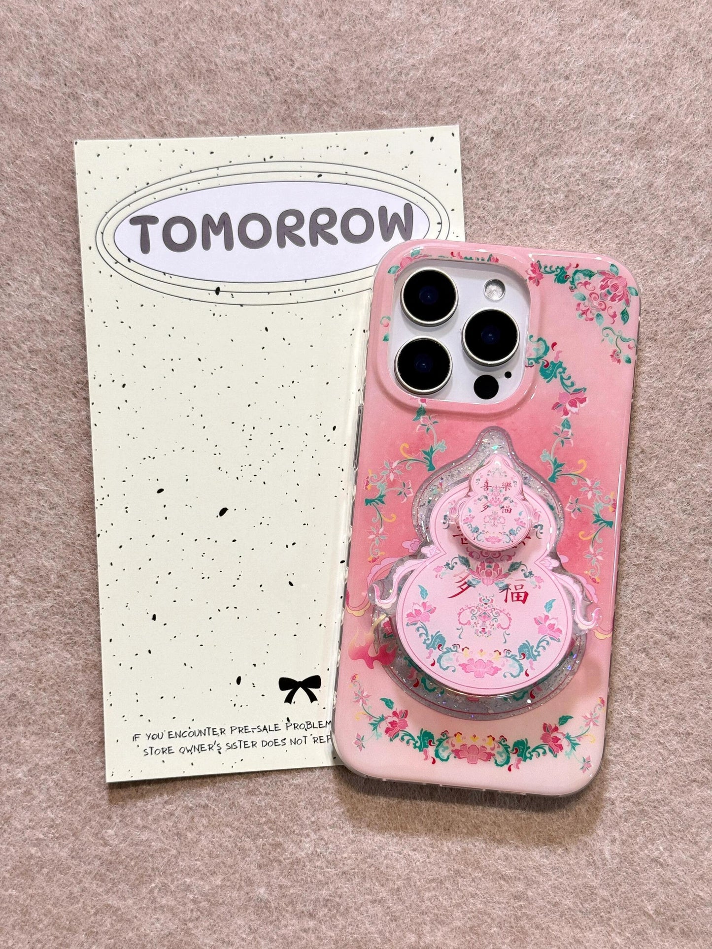 Pink Gradual Change Smudge Gourd Magnetic Suction Bracket Aesthetic Mobile Phone Case Suitable for iPhone16 iPhone15 iPhone14 iPhone13