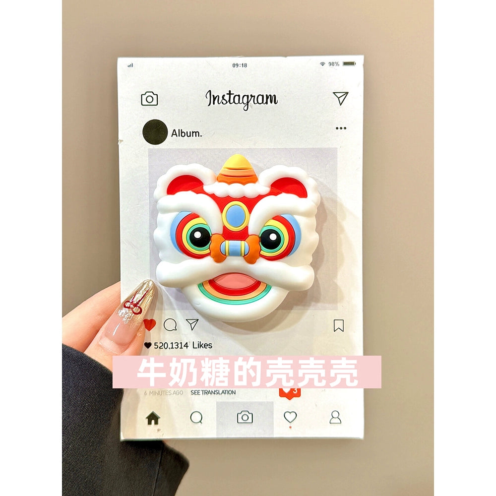 Everything Goes Well in The New Year, Lion Dance Red Lucky Aesthetics, Mobile Phone Case with Bracket Suitable for iPhone16 iPhone15 iPhone14 iPhone13