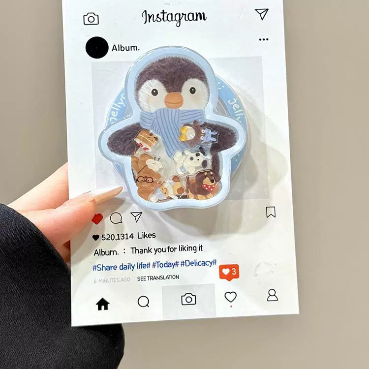 Cute Little Animal Penguin Mobile Magnetic Bracket Mobile Phone Case Suitable for iPhone16 iPhone15 iPhone14 iPhone13