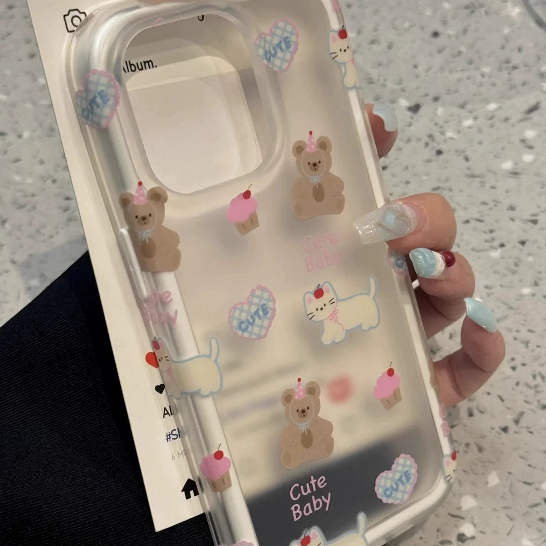 Line Puppy Matte Transparent Cute Phone Case Suitable for iPhone16 iPhone15 iPhone14 iPhone13