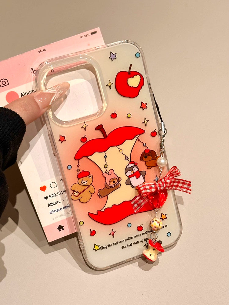 Cute Apple Carousel Small Animal Cute Phone Case Suitable for iPhone16 iPhone15 iPhone14 iPhone13