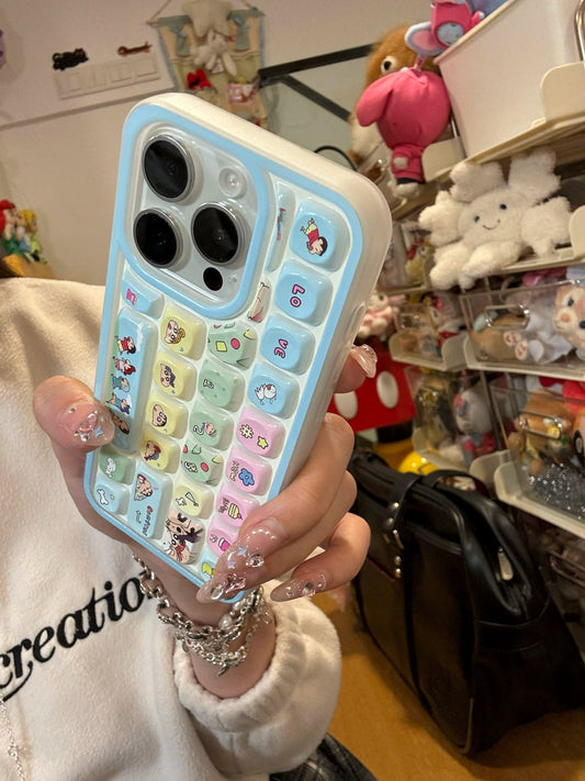 Cute Keyboard Butter Bear Gilly Cat Phone Case Suitable for iPhone16 iPhone15 iPhone14 iPhone13