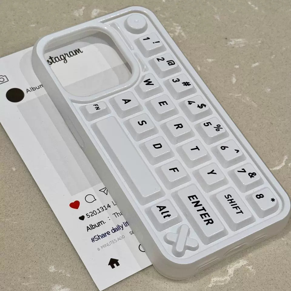 Translucent White Three-dimensional Alphabet Keyboard Phone Case Suitable for iPhone16 iPhone15 iPhone14 iPhone13