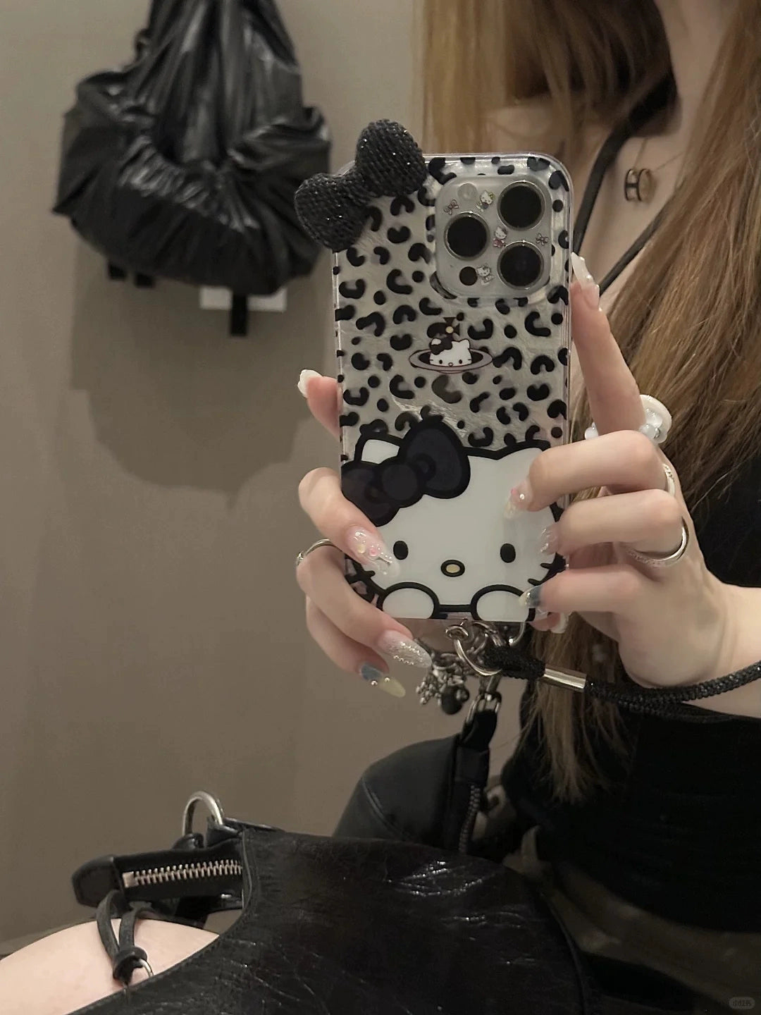 Tin Foil Pattern Full Screen Leopard Print Big Face Cat Aesthetics Mobile Phone Case Suitable for iPhone16 iPhone15 iPhone14 iPhone13