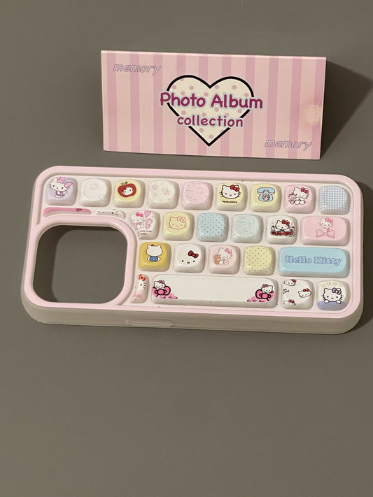 Cute Pink Cat Keyboard Phone Case Suitable for iPhone16 iPhone15 iPhone14 iPhone13