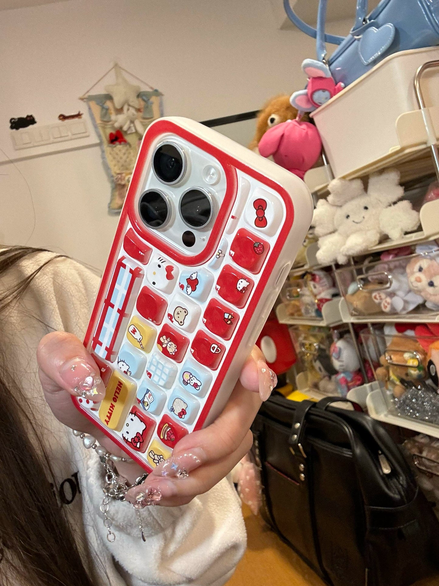 Cute Keyboard Butter Bear Gilly Cat Phone Case Suitable for iPhone16 iPhone15 iPhone14 iPhone13